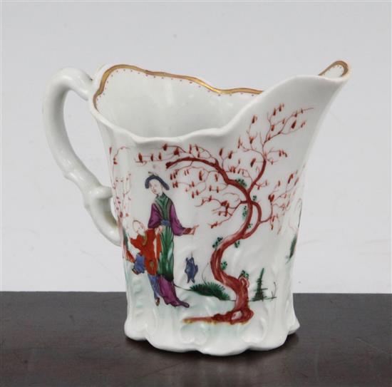 A Worcester Chelsea Ewer cream jug, c.1760, 9cm., slight rim fault